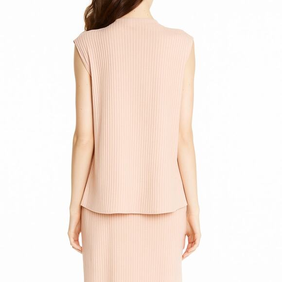 Eileen Fisher Rib Mock Neck Tank Top in Dune Sleeveless Ribbed Knit Pullover - Picture 4 of 10